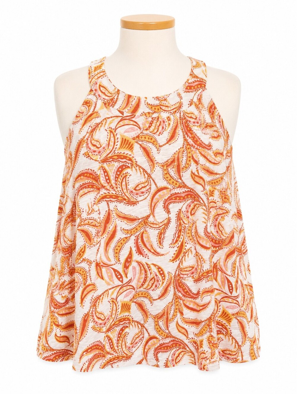 Rachel Zoe 2X Halter Tank Top NWT Orange Paisley Linen Blend Plus Size